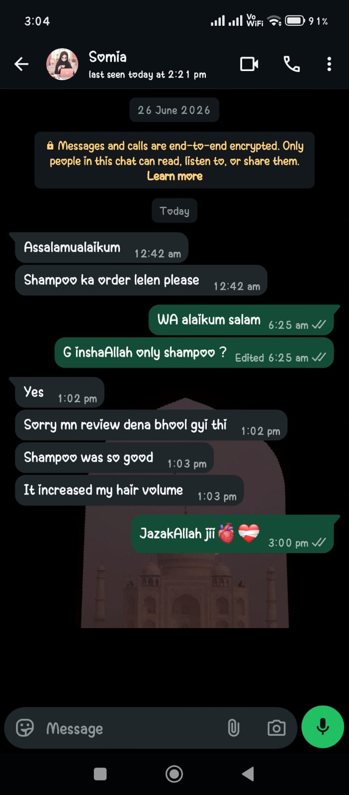 HERBA L.S.M customer WhatsApp review sulphate free shampoo