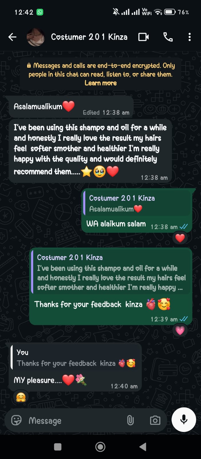 HERBA L.S.M customer WhatsApp review paraben free products
